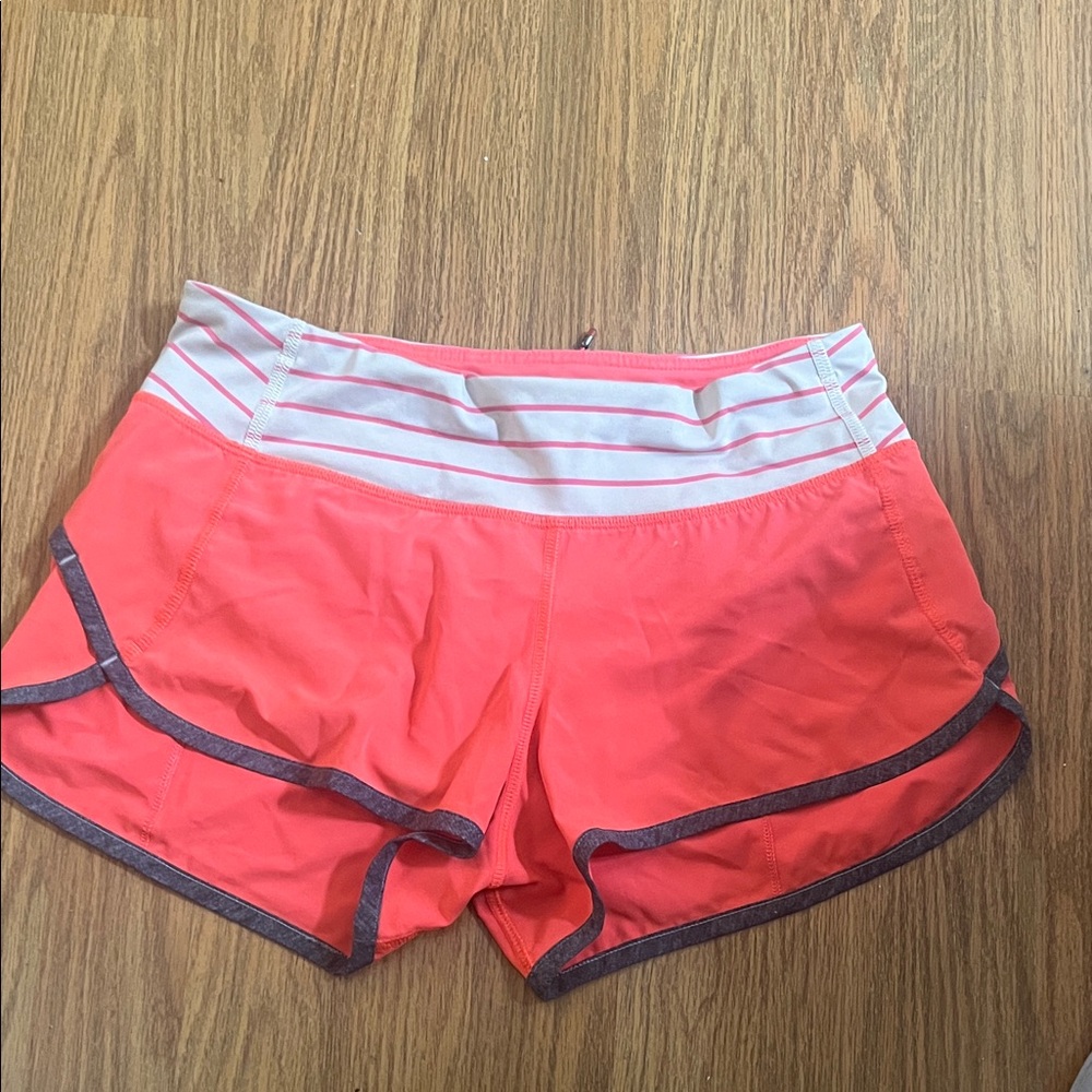 Lululemon Athletica Bright Coral and Light Gray Shorts